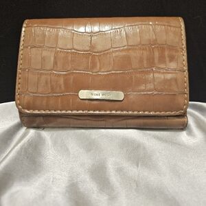 Nine West Tan Croc Embossed Wallet